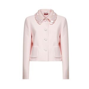 Max Mara Studio Women Pink Crêpe Msepinne Cropped Jacket With Sequins
